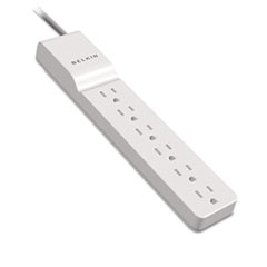 Surge Protector, 6 Outlets, 4ft Cord, White