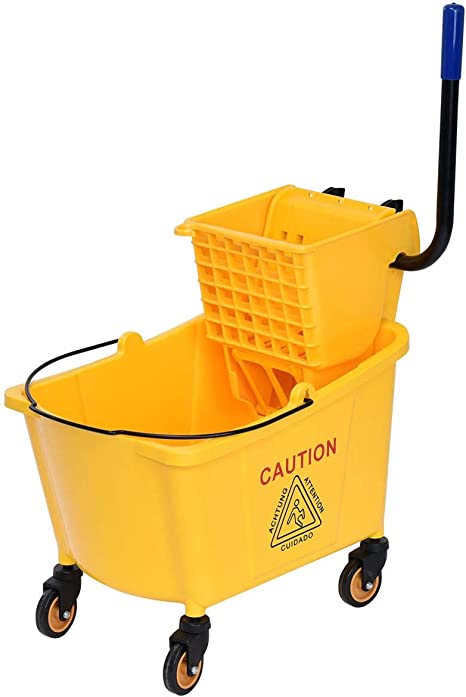 Side Press Wringer Commercial 
Mop Bucket, 35 Qt Larger 
Capacity Cleaning Caddy with 
Wheels, Yellow  T01009SPW