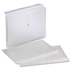Expandable Poly String &amp;
Button Booklet Envelope,
Clear, Legal, 3/Pack