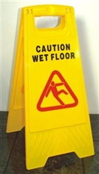 &quot;Caution&quot; Wet Floor Sign, 
Plastic, 11 x 1 1/2 x 26, 
Multilingual Bright Yellow