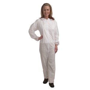 CO35 Large Standard Weight
Polypropylene Coverall,
Zipper Front &amp; Collar,
Elastic Wrists &amp; Ankles  25/cs
