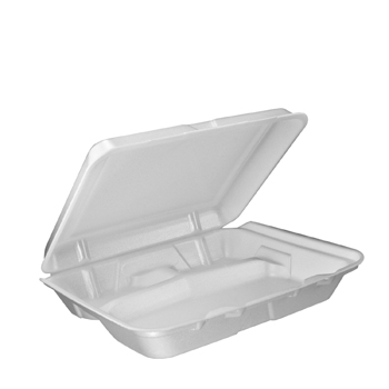 Foam Container, Hinged Lid, 3-Comp, 9 1/2 x 9 1/4 x 3,