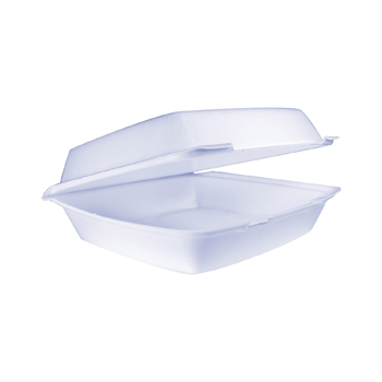 Foam Hinged Lid Containers,  7.5 x 8 x 2 1/4, White, 