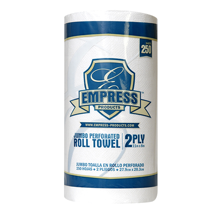 Kitchen Roll Towel, 2-Ply, White, 8 x 11, 250