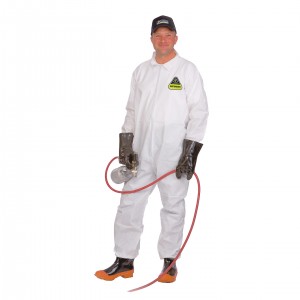 Defender Premium Microporous
Coverall, Zipper Front &amp;
Collar, Open Wrists &amp; Ankles,
No Hood, No Boots, Size Large