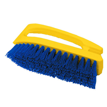 Long Handle Scrub Brush, 6&quot; Brush, Yellow Plastic