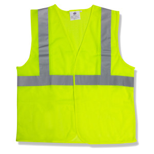 V211P 2XL Safety Vest - Lime - Velcro closures, 2&quot; silver