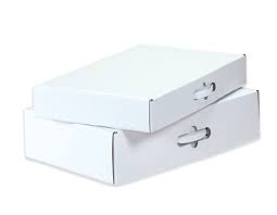 Carrying case with plastic
handle, 18 1/4 x 11 3/8 x 2
11/16, inside flasp &amp; front
outside tuck closure, 32
etc-B oyster white
corrugated. Includes 1
plastic handle per carrying
case.  Slips into front of
carrying case. 50/bdl